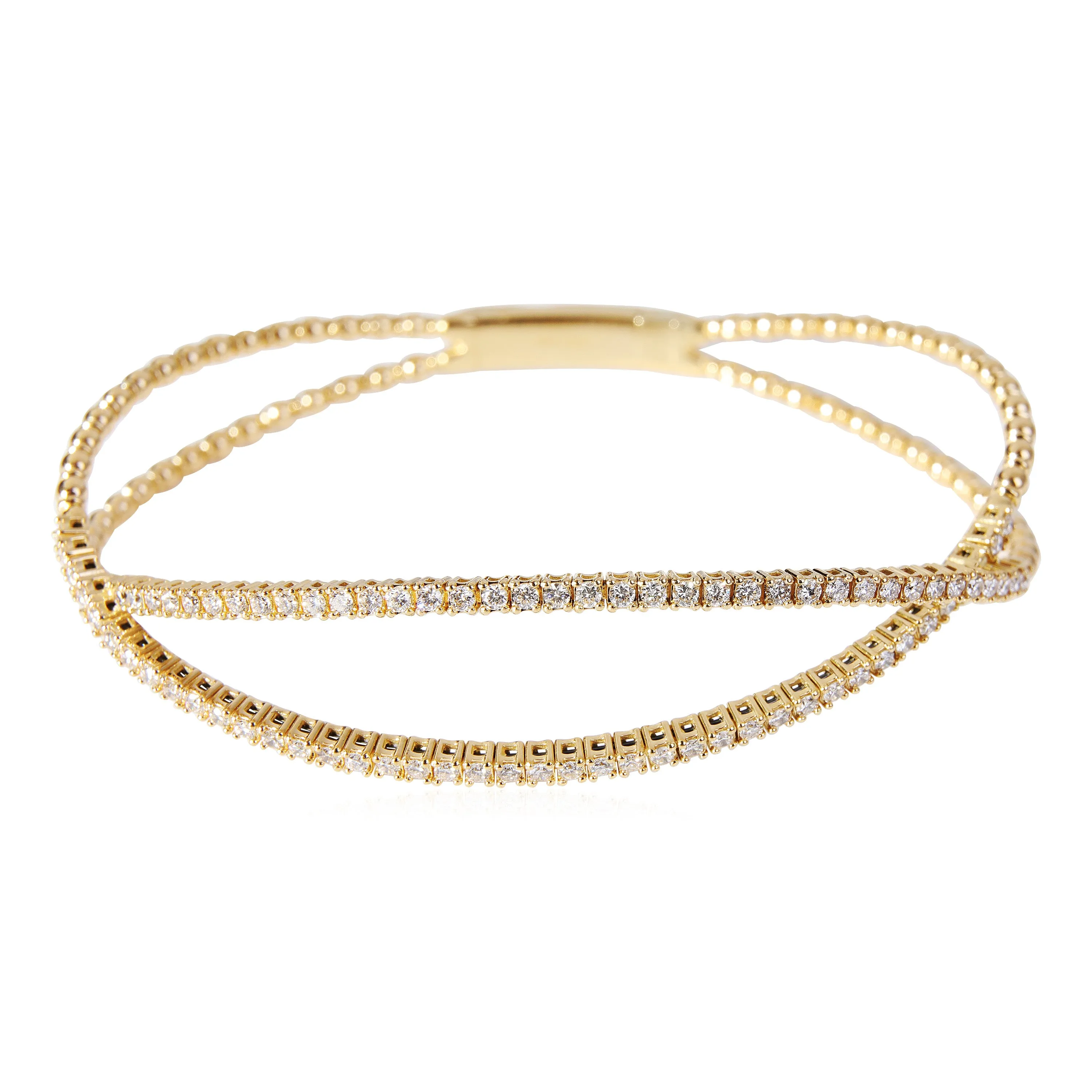 Flexible X Diamond Bangle in 18k Yellow Gold (1.10 CTW)