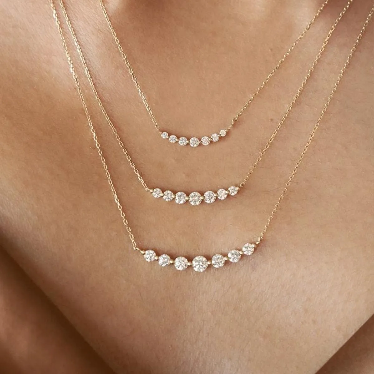 Floating White Diamond Necklace