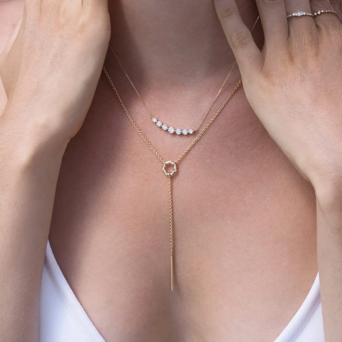 Floating White Diamond Necklace