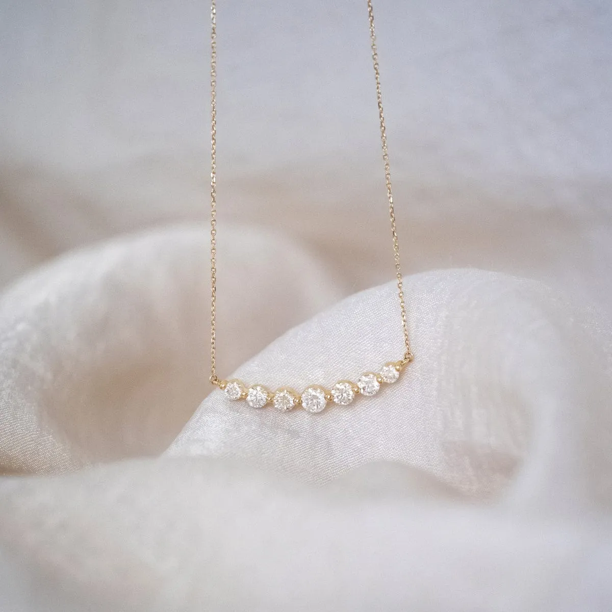 Floating White Diamond Necklace