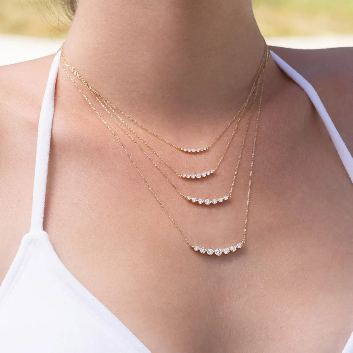 Floating White Diamond Necklace