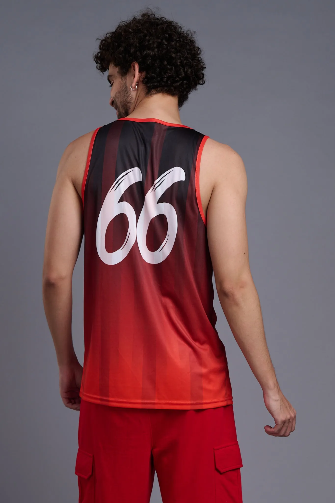 Go Devil 66 (In White) Printed Polyester Orange Gradient Vests for Men