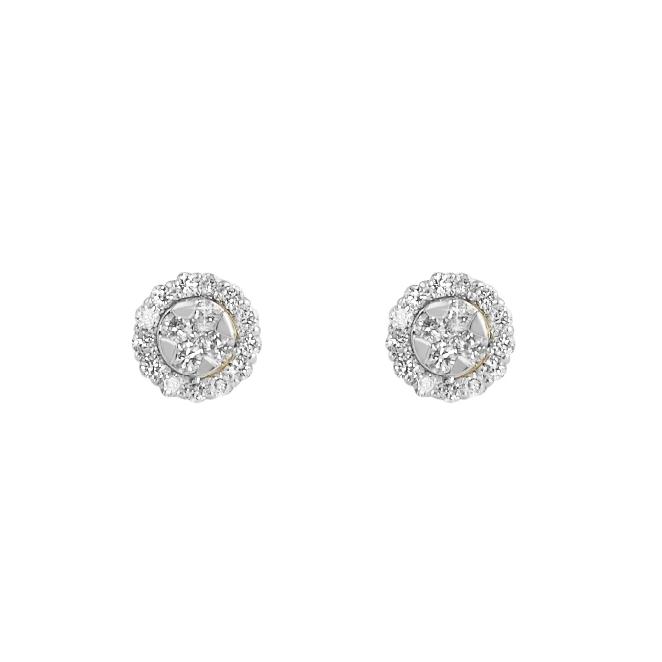 Halo Cluster Diamond Earrings .55cttw 10K Yellow Gold