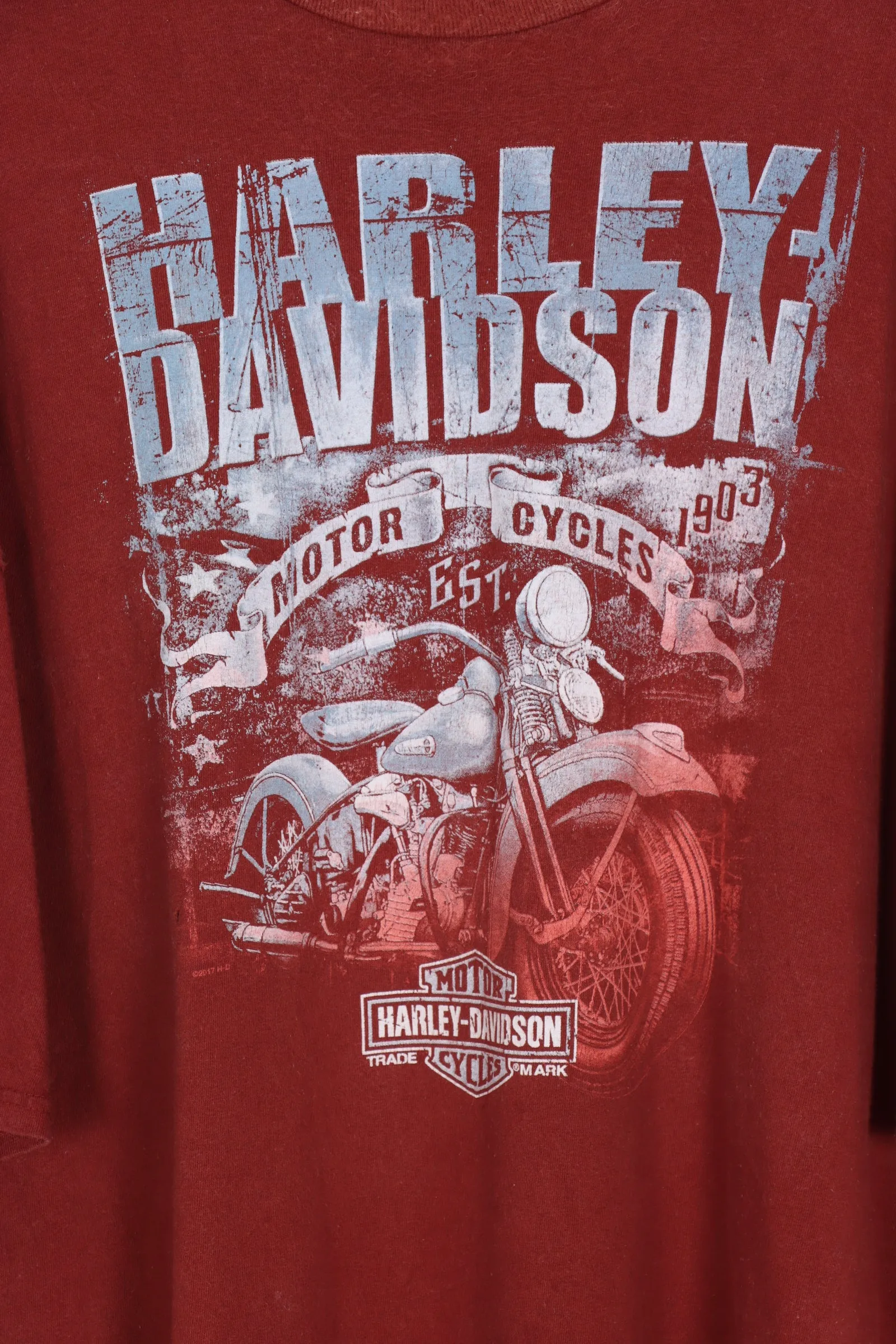 HARLEY DAVIDSON Southern Devil Motor Cycle Maroon T-Shirt (4XL)