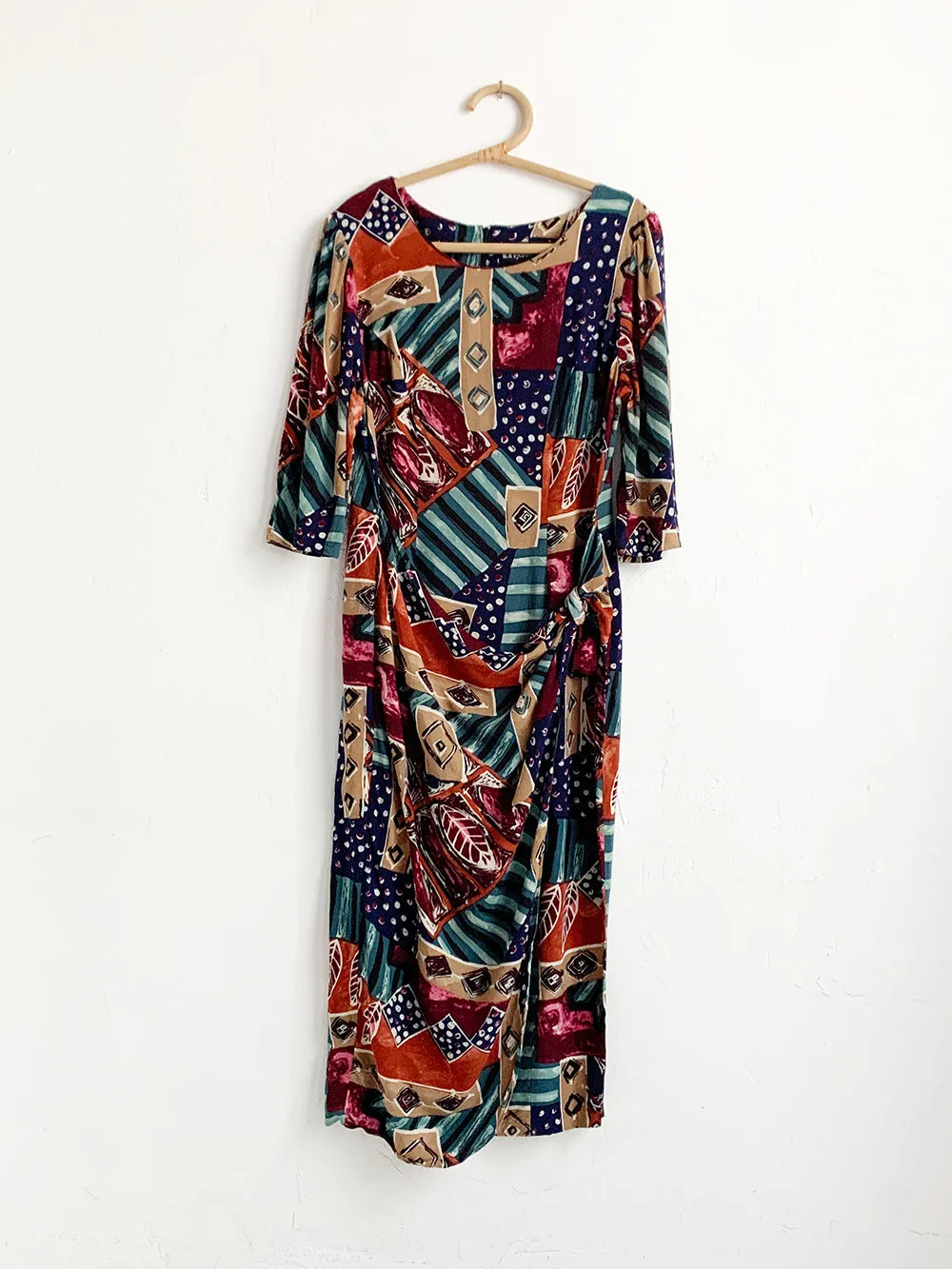 HPFashions Mixed Geometric Print Faux Wrap Midi Dress