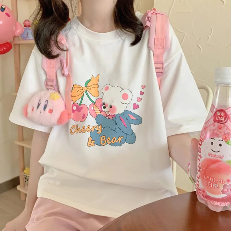 Japanese cute cheery & bear T-shirt BY7094