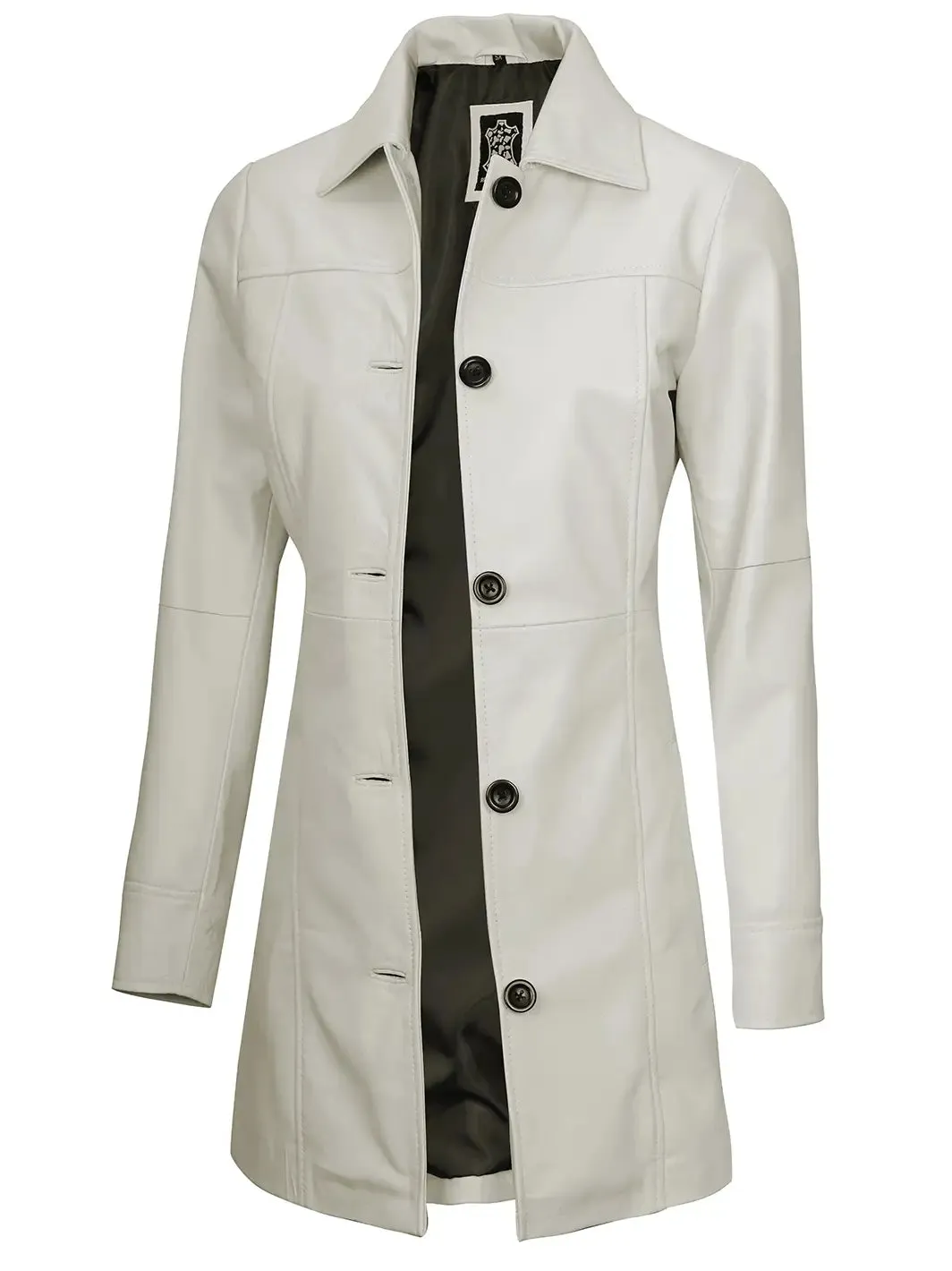 Kandis Women Off White Real Leather Car Coat