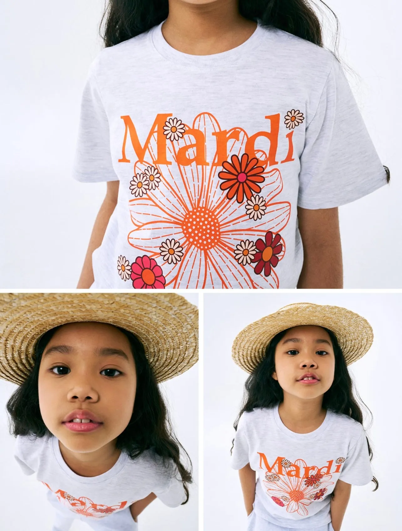 KIDS TSHIRT FLOWERMARDI BLOSSOM ORANGE