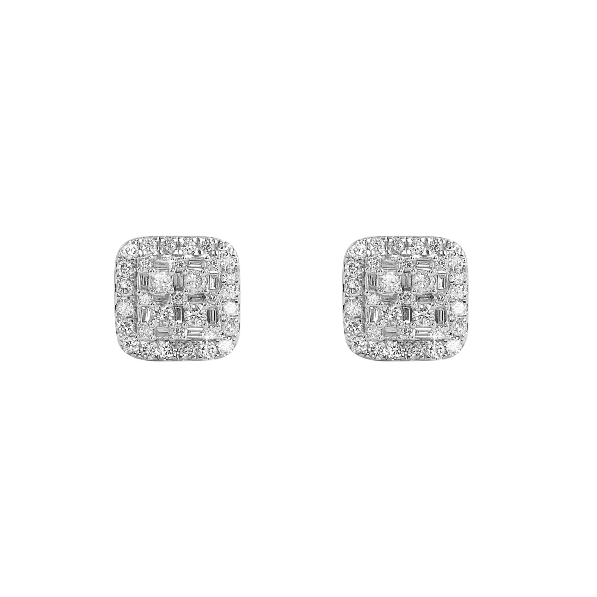 Large Baguette Cushion Diamond Earrings 1.30cttw 10K Yellow Gold