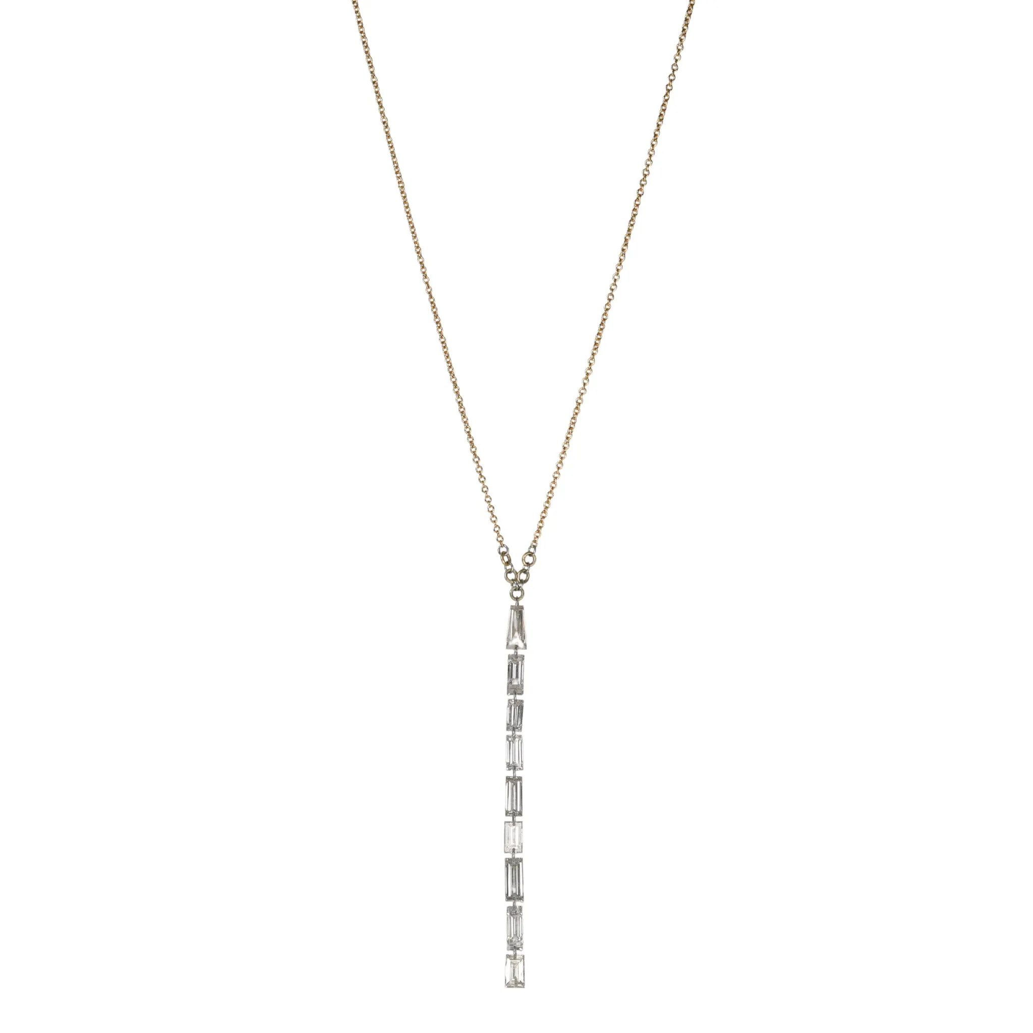 Lariat Necklace With 9 Baguette Diamonds