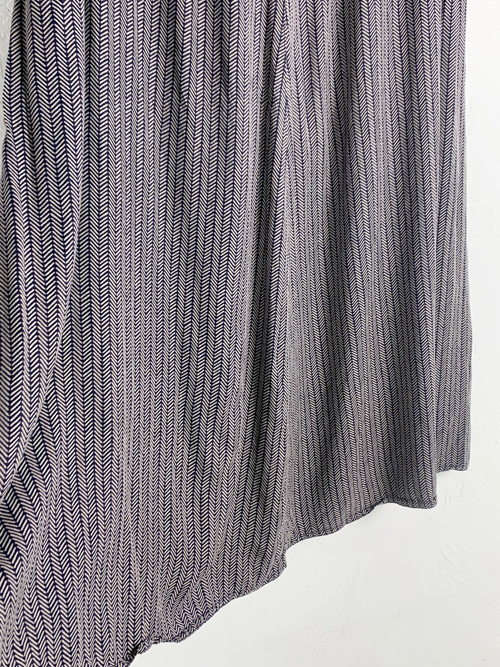 LizC Grey and Navy Herringbone Midi Skirt