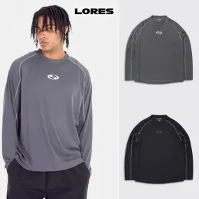 LORES  |Unisex Street Style Long Sleeves Plain Logo Tops