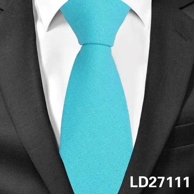 Men's Casual Cotton Slim Candy Color Ties Linen Groom Neckties