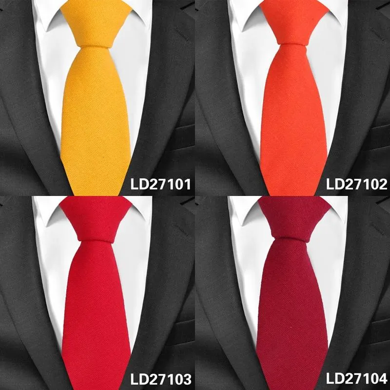 Men's Casual Cotton Slim Candy Color Ties Linen Groom Neckties