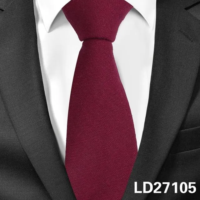 Men's Casual Cotton Slim Candy Color Ties Linen Groom Neckties