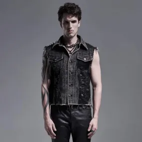 Men's Punk Denim Vests With Rivets