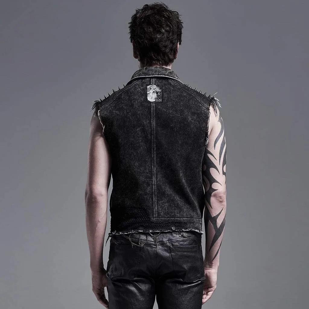 Men's Punk Denim Vests With Rivets