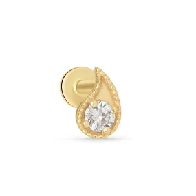 Milgrain Diamond Paisley Flat Back Earring