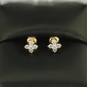 Mini Flower Diamond Earrings .28cttw 10K Yellow Gold