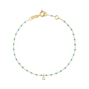 Mini Gigi Turquoise Green bracelet, Yellow Gold 1 Diamond, 6.7