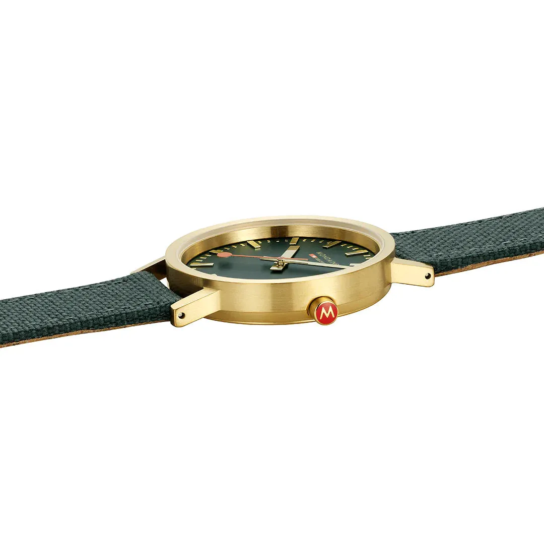 Mondaine - Classic Forest Green Textile 36mm Watch