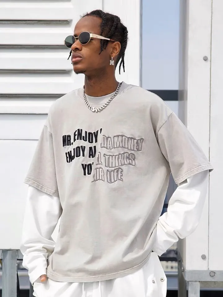 MR. ENJOY DA MONEY  |Unisex Street Style Long Sleeves Plain Oversized Logo Tops