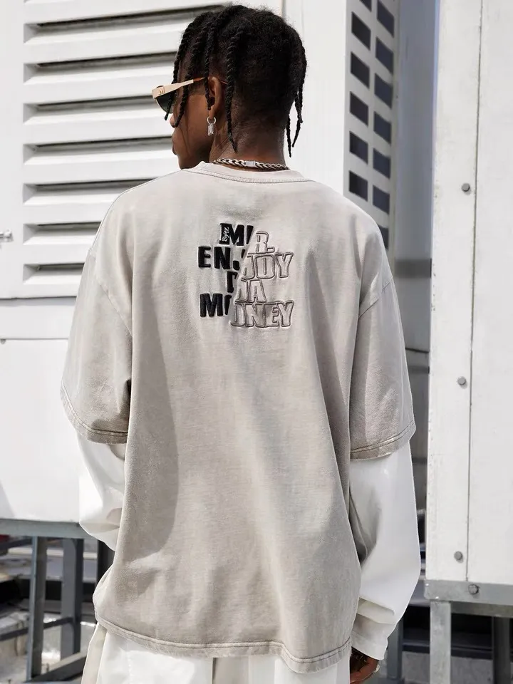 MR. ENJOY DA MONEY  |Unisex Street Style Long Sleeves Plain Oversized Logo Tops