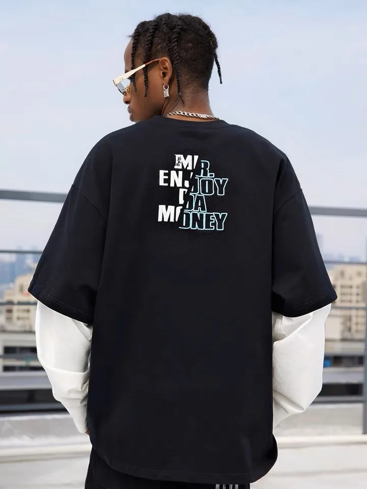 MR. ENJOY DA MONEY  |Unisex Street Style Long Sleeves Plain Oversized Logo Tops