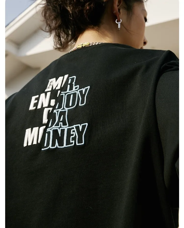 MR. ENJOY DA MONEY  |Unisex Street Style Long Sleeves Plain Oversized Logo Tops