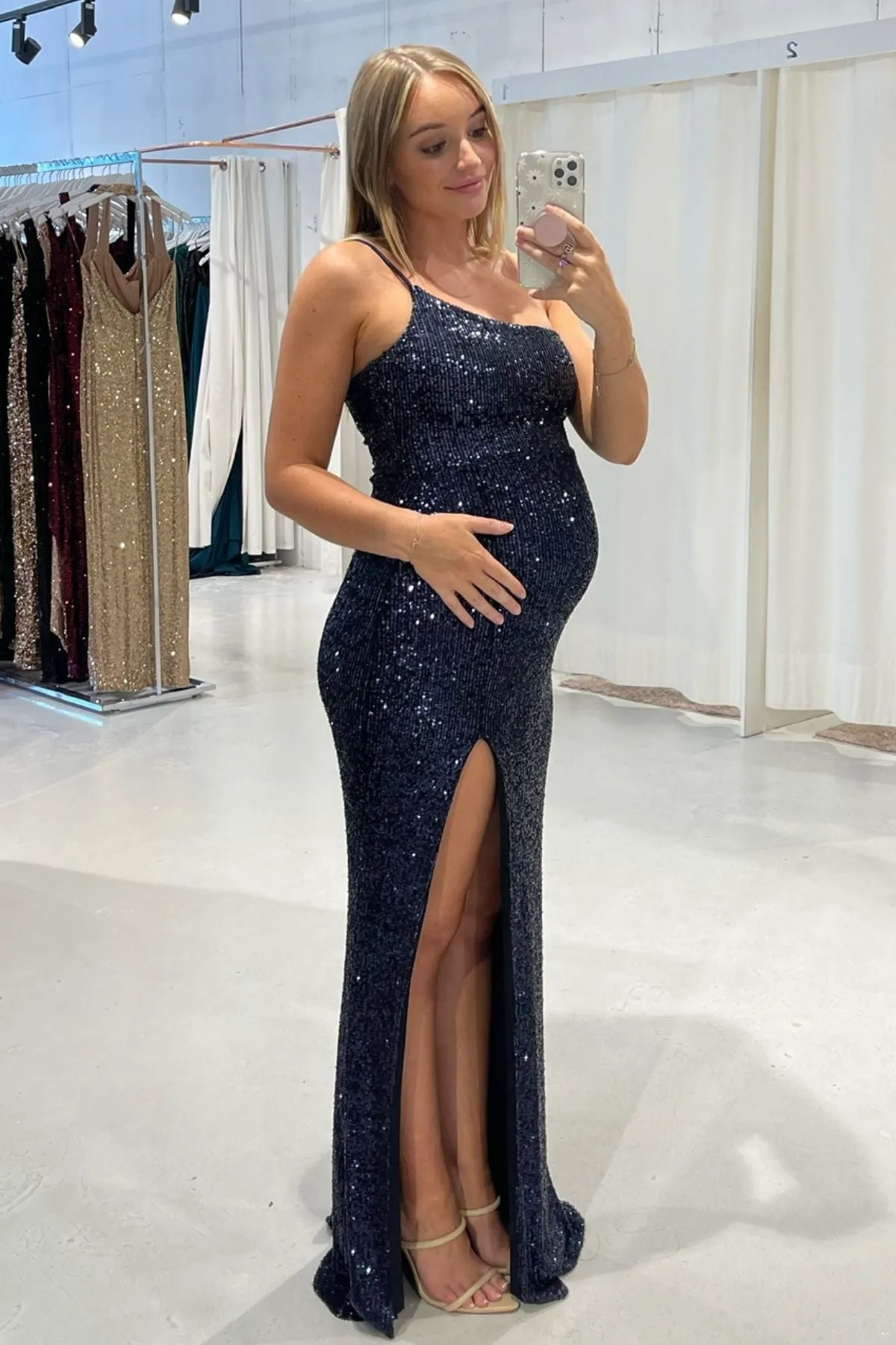 NOOKIE Demi One Shoulder Gown (Navy) - RRP $379