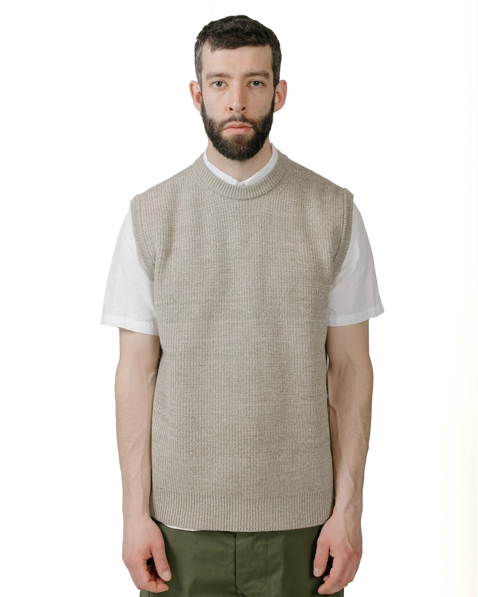 Norse Projects Manfred Wool Cotton Rib Vest Sediment Green