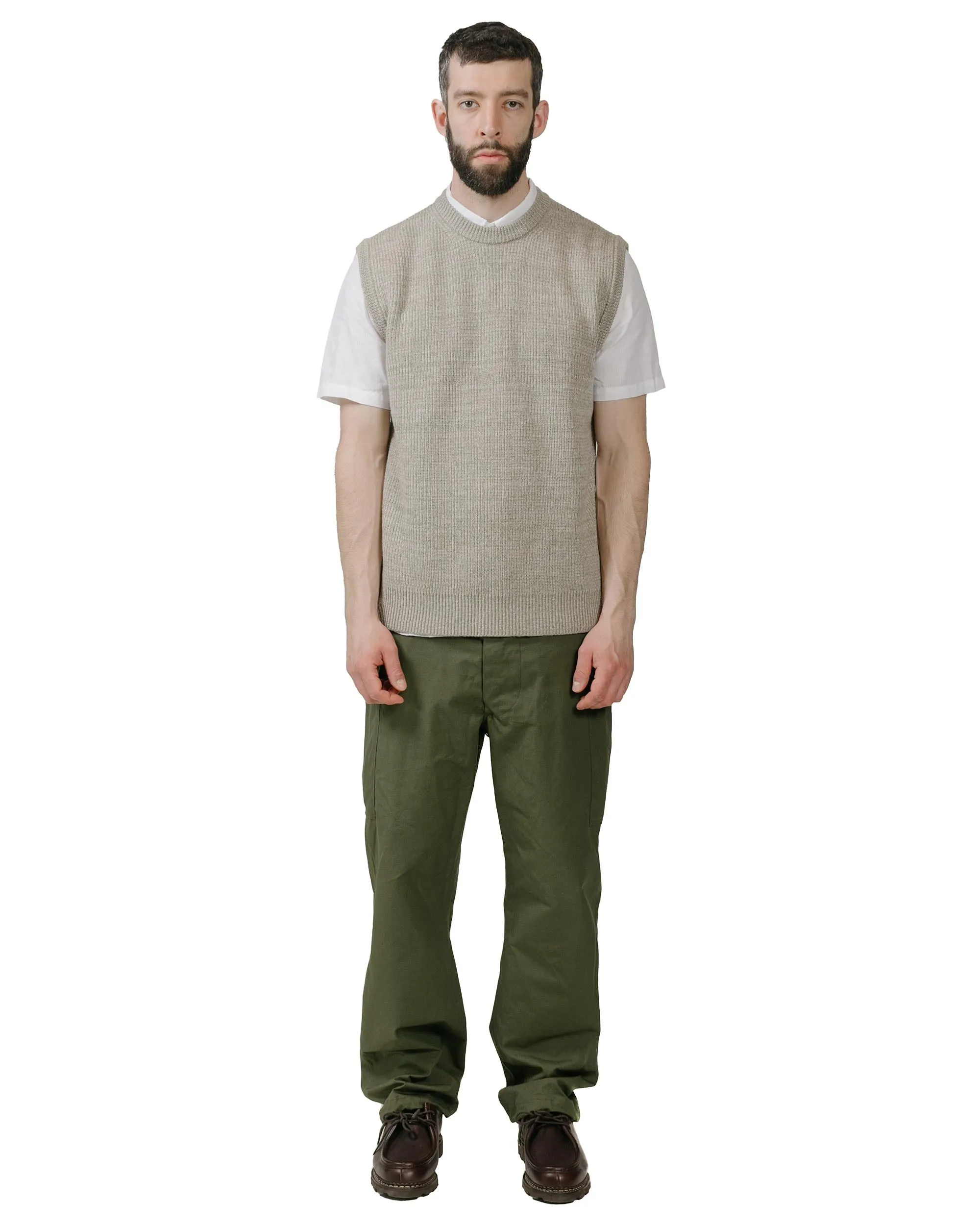 Norse Projects Manfred Wool Cotton Rib Vest Sediment Green