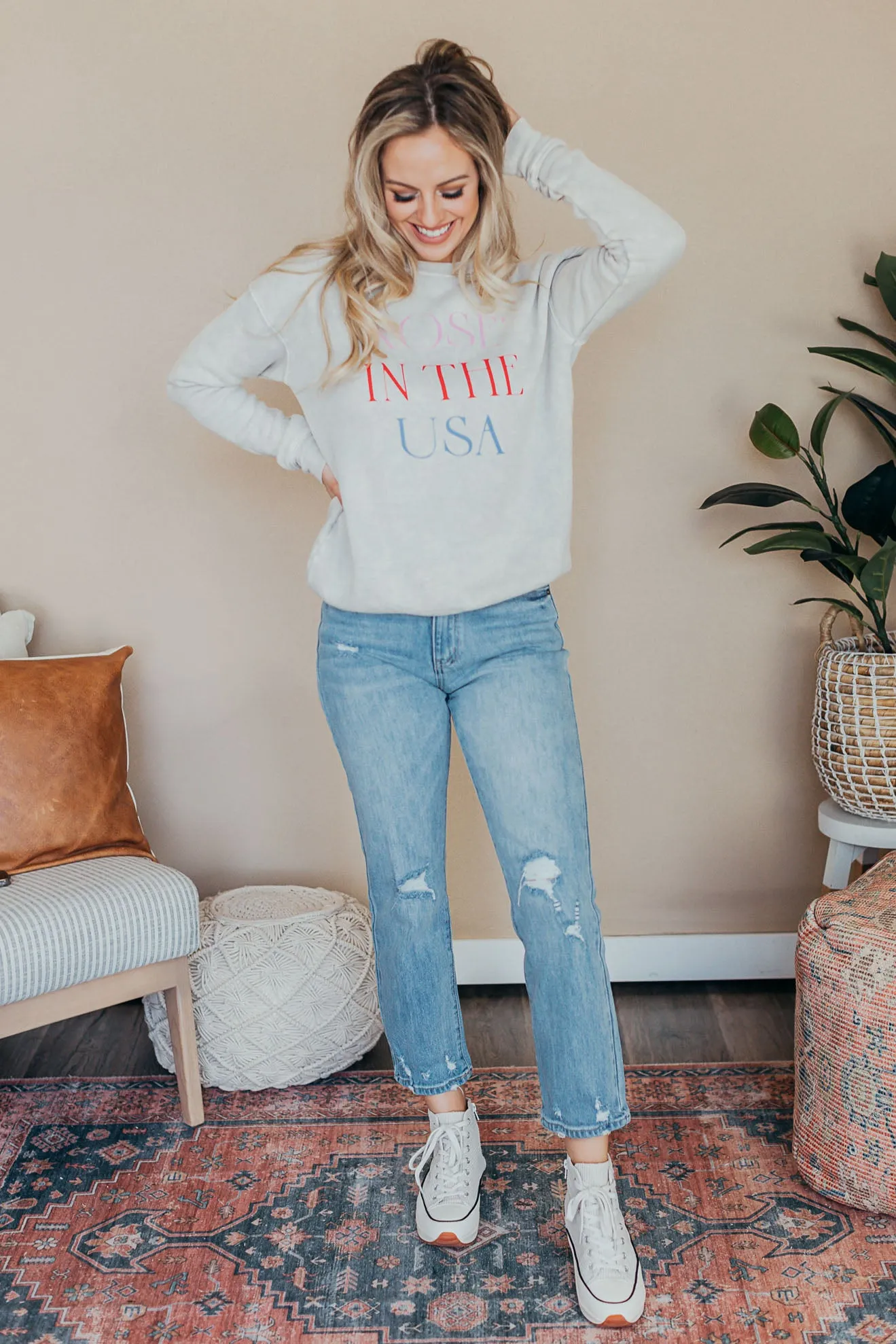 Oat Collective | Rose' In The USA Mineral Graphic Sweatshirt