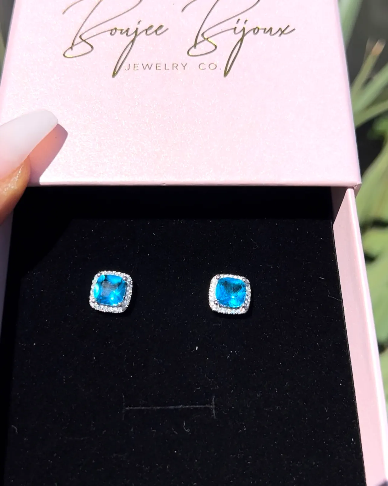 Ocean Blue Diamond Studs