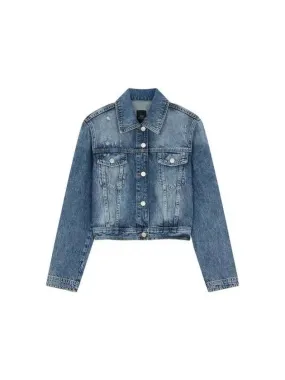 Overseas Station Season Big Chance 8 18 Women s 4 Button Sleeve Denim Jacket Indigo 270822