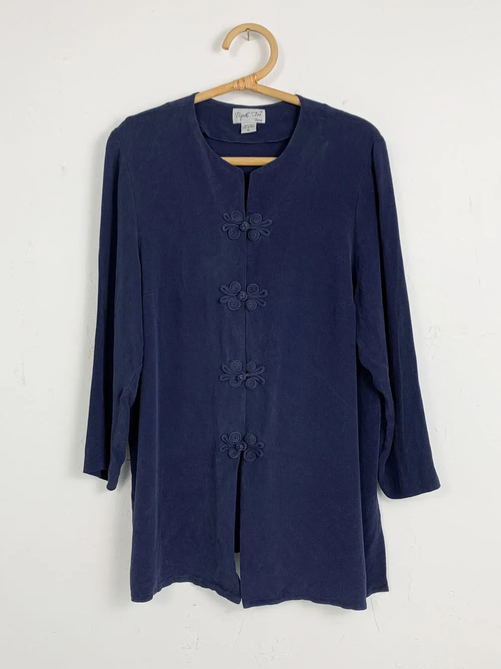 PapellToo Navy Silk Button Up Tunic