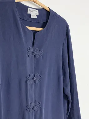 PapellToo Navy Silk Button Up Tunic