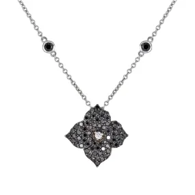 Piranesi Mosaique Small Flower Black Diamond Necklace