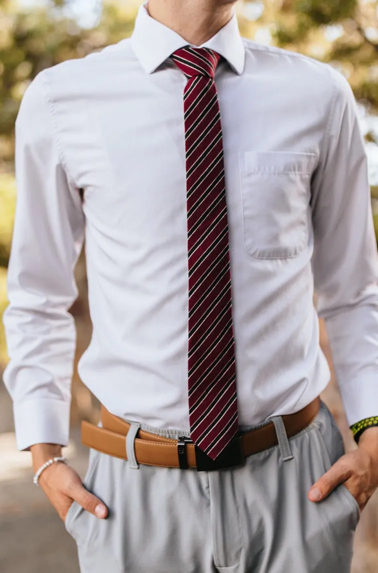 R&B Dark Red Tie w/ Black Stripes