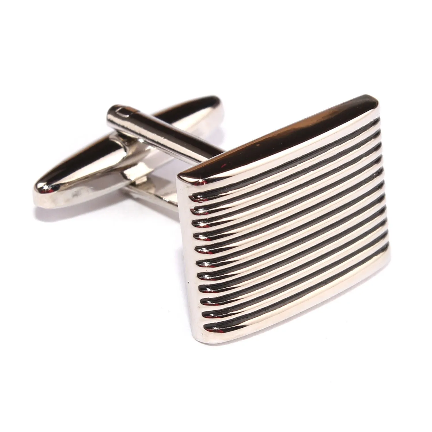 Rectangle Stripe Groove Cufflinks