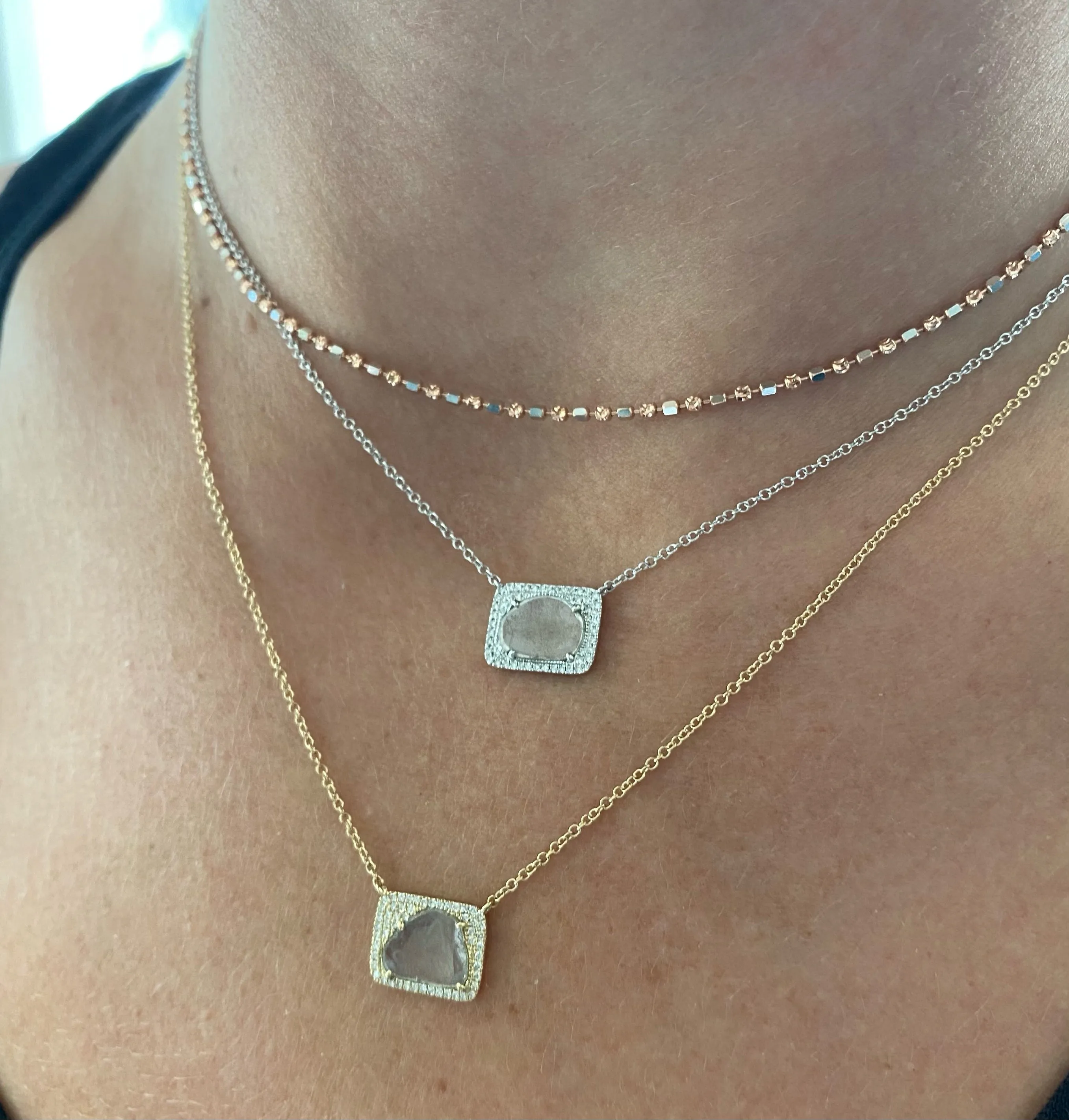 Rectangular Sliced Diamond Necklace