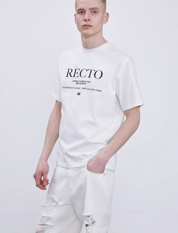 RECTO  |Street Style Cotton Logo T-Shirts