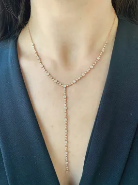 Rose Gold Diamond Bezel Lariat Necklace