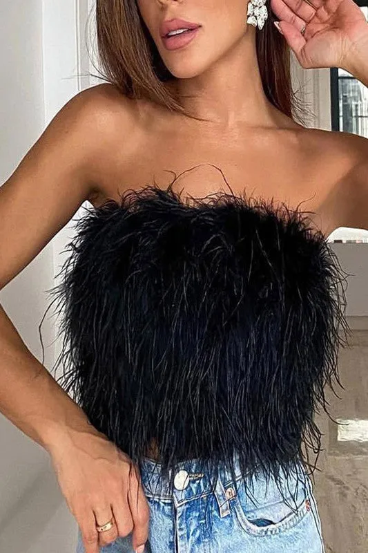 Sexy Feather Cropped Tank Top