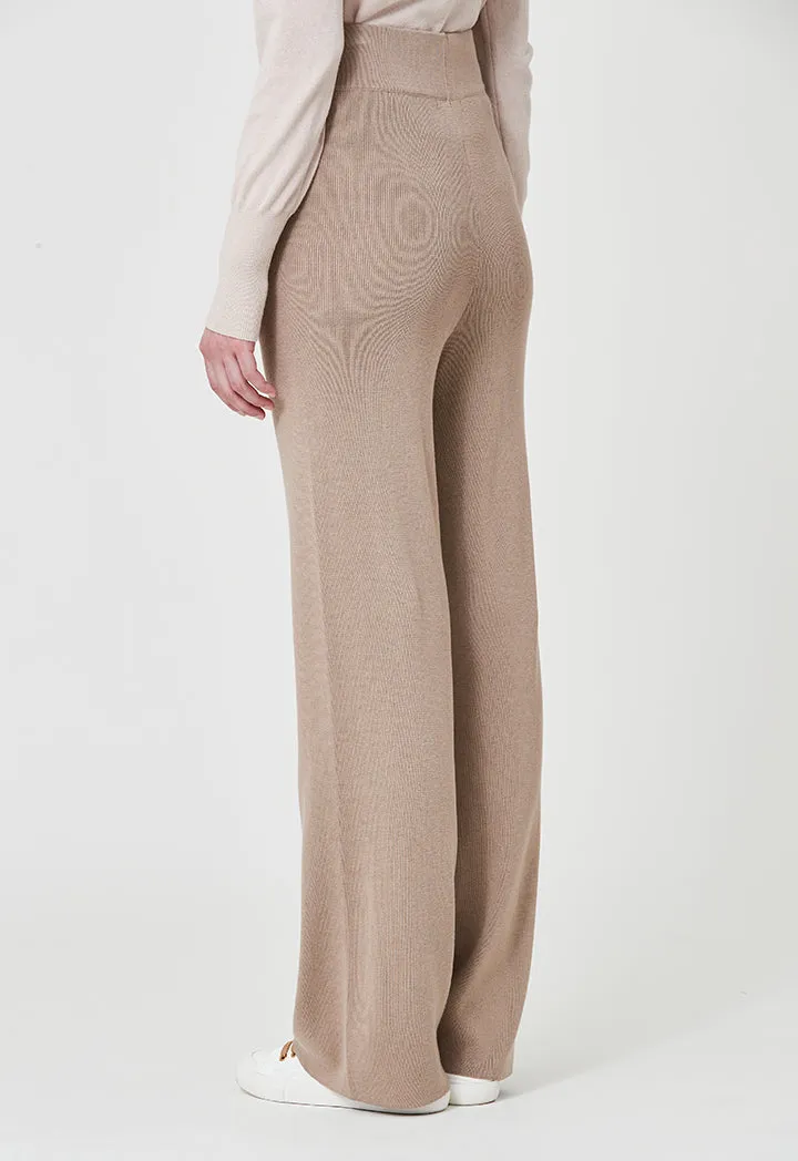 Solid Color Knitted Trouser