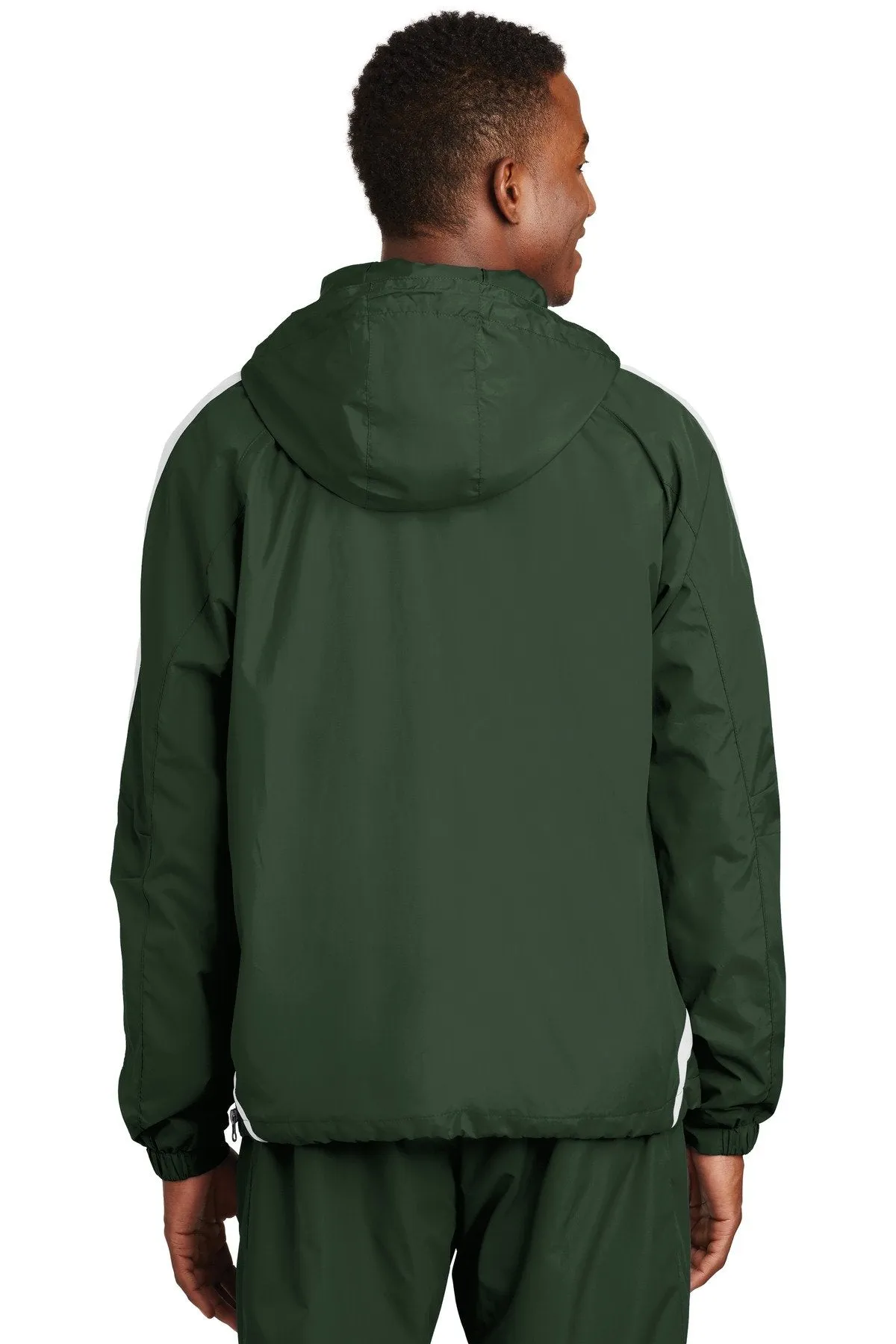 Sport-Tek Colorblock Raglan Anorak JST63 Forest Green/White