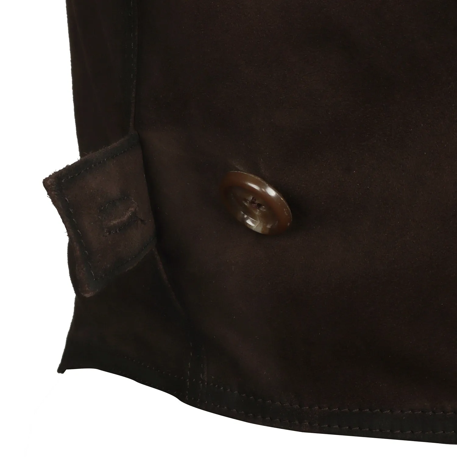 Straight Stitched Dark Brown Vests with Button Closure in Suede Leather