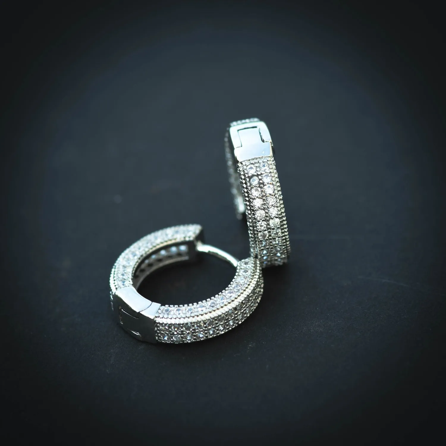 Studded Hoop Diamond Earrings in Yellow/White Gold