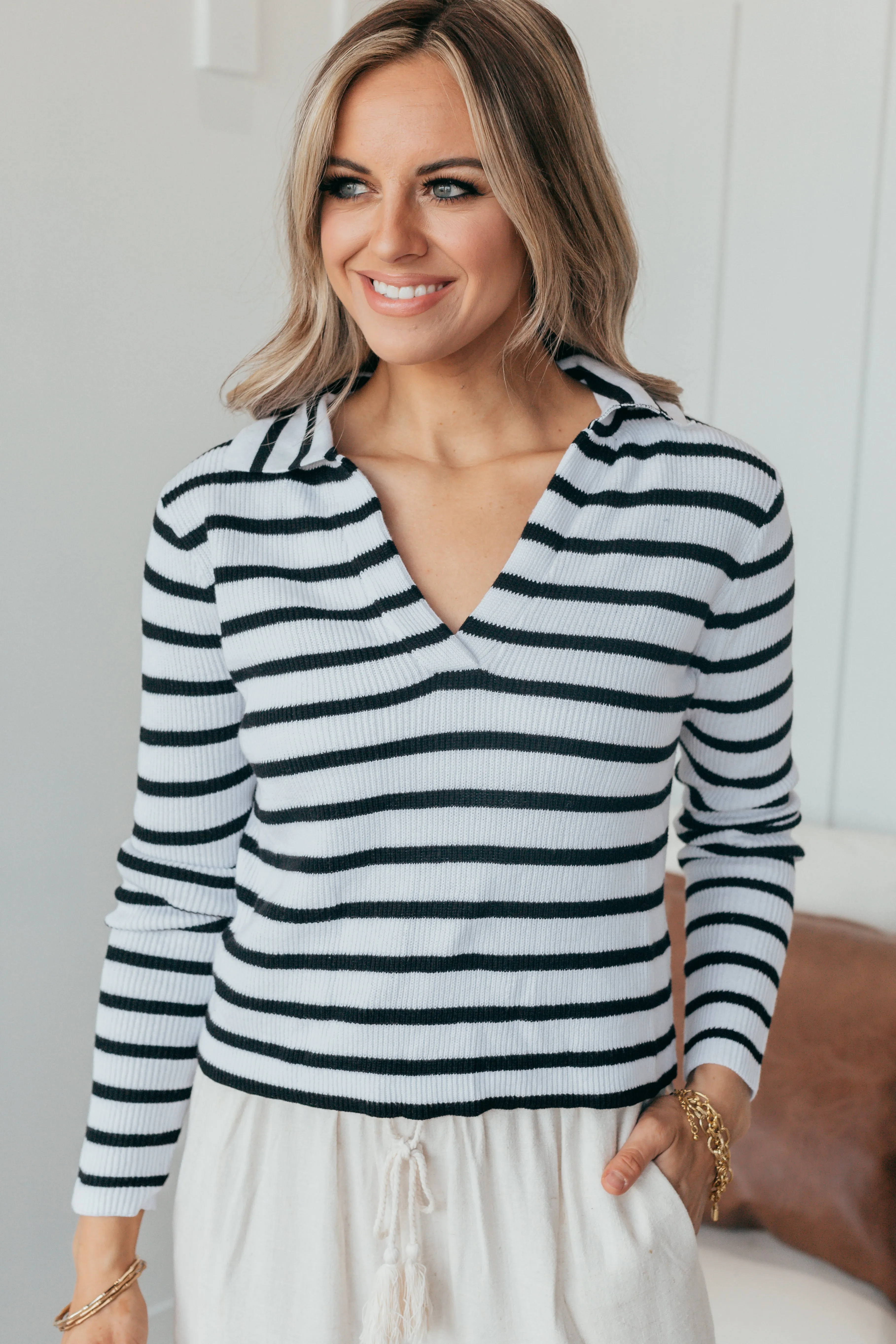 Summer Nights Striped Long Sleeve Top