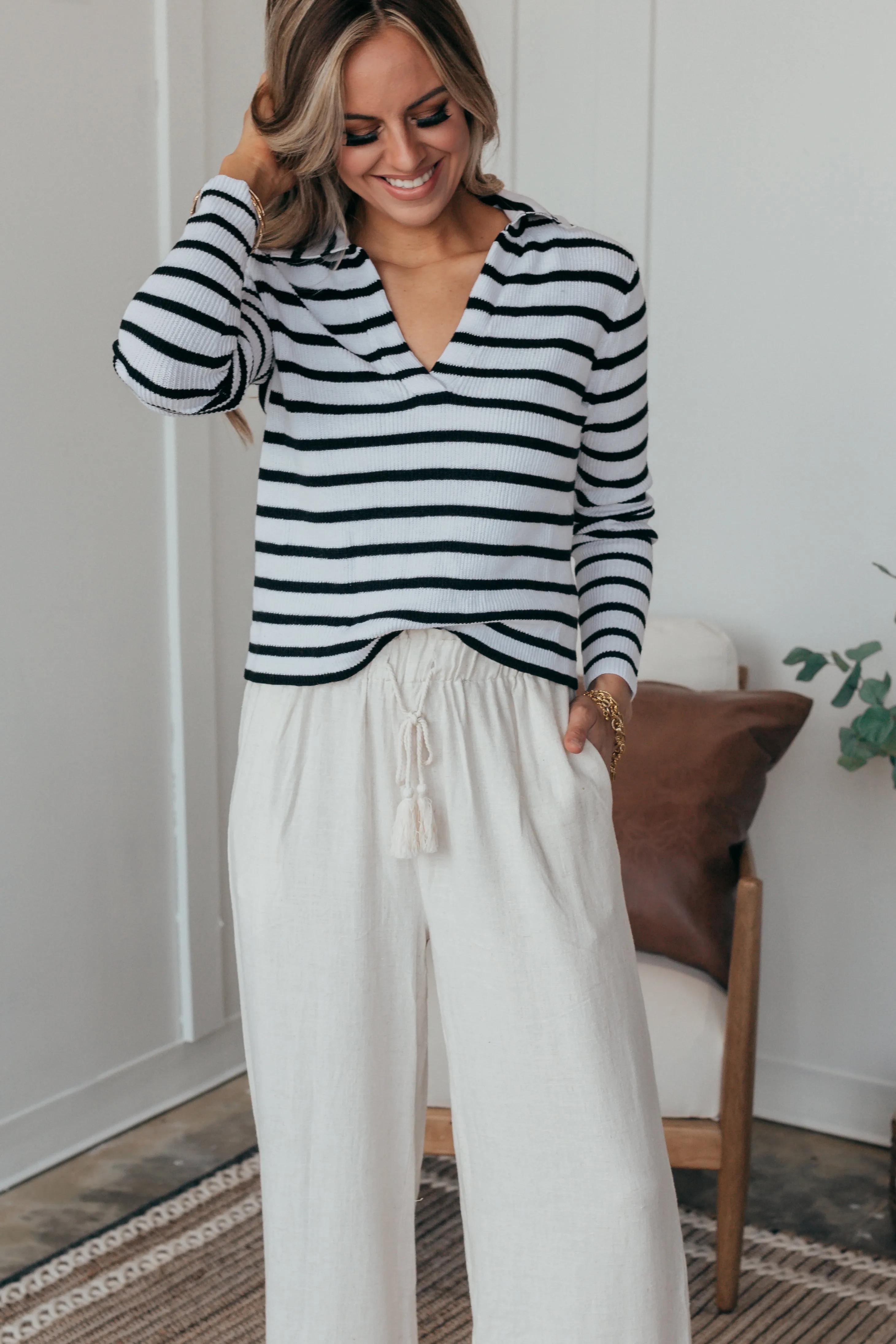 Summer Nights Striped Long Sleeve Top